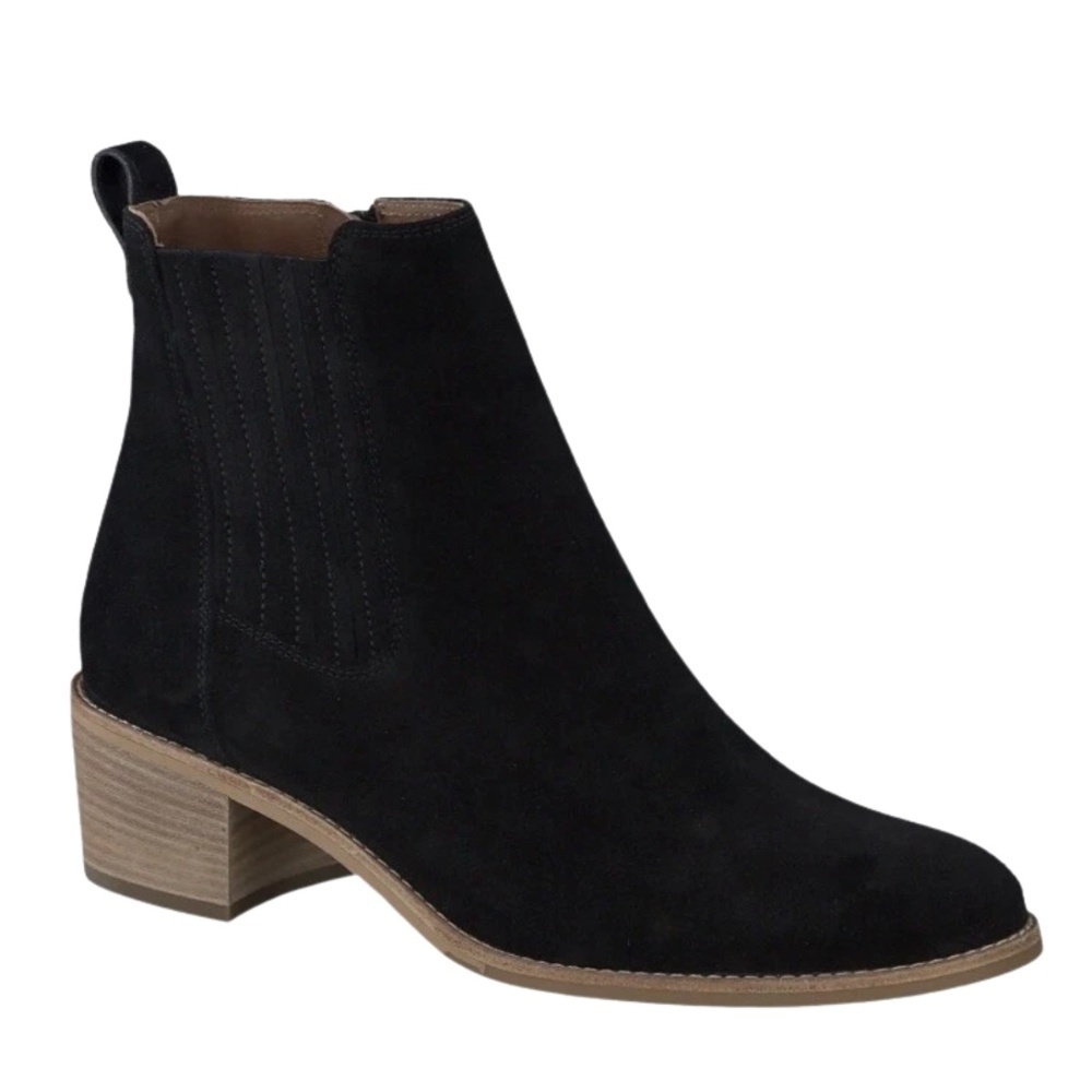 NEW Paul Green Sante Suede Side Zip Ankle Booties in Black Sz. 5.5